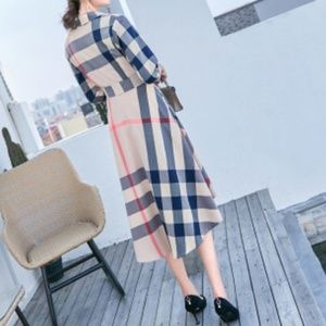 Plaid Check High Low Shirt Dress